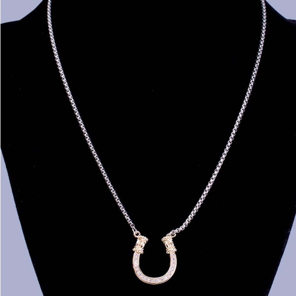 Crystal Omega Classic Horseshoe Necklace. Full Cut Crystals